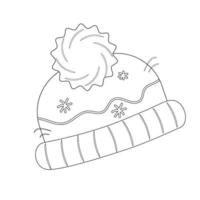färg sida. kvinnor stickat hatt höst vinter. vektor illustration.