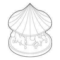 karusell med hästar ikon, översikt stil vektor