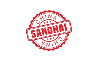 sanghai china Stempelgummi mit Grunge-Stil auf weißem Hintergrund vektor