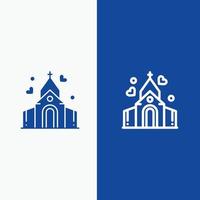 Bogen Liebe Hochzeit Haus Linie und Glyphe festes Symbol blaues Banner Linie und Glyphe festes Symbol blaues Banner vektor