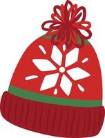roter Hut mit Bommel und Schneeflocke.. vektor