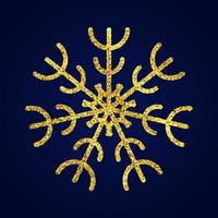guld glitter snöflinga på mörk blå bakgrund. jul och ny år dekoration element. vektor illustration.