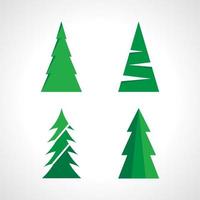 Satz von vier grünen Weihnachtsbaum. Vektor-Illustration. vektor