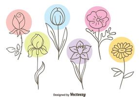 Vacker Sketch Flowers Collection Vector