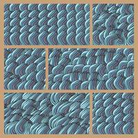 sechs abstrakte blaue Gekritzelmuster vektor
