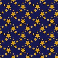 Nahtloses geometrisches Muster mit goldenen Sternen auf dunkelblauem Hintergrund. Vektordruck für Stoffhintergrund vektor