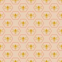 Nahtloses geometrisches Muster mit goldener Biene auf rosa Hintergrund im Art-Deco-Stil. Vektordruck für Stoffhintergrund vektor