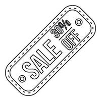 Sale-Tag 30 Prozent Rabatt auf Symbol, Umrissstil vektor