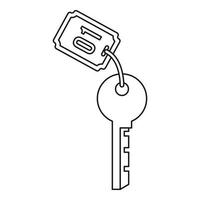 Schlüsselsymbol für Hotelzimmer, Umrissstil vektor