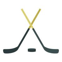 Hockeyschläger und Puck-Symbol, flacher Stil vektor