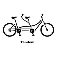 tandem cykel ikon, enkel stil vektor