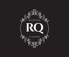 rq initialen brief hochzeitsmonogramm logos sammlung, handgezeichnete moderne minimalistische und florale vorlagen für einladungskarten, save the date, elegante identität für restaurant, boutique, café im vektor