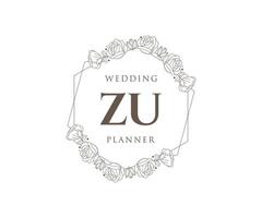 zu initialen brief hochzeitsmonogramm logos sammlung, handgezeichnete moderne minimalistische und florale vorlagen für einladungskarten, save the date, elegante identität für restaurant, boutique, café im vektor