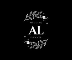 al initialen brief hochzeitsmonogramm logos sammlung, handgezeichnete moderne minimalistische und florale vorlagen für einladungskarten, save the date, elegante identität für restaurant, boutique, café im vektor