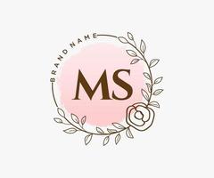 anfängliches ms feminines logo. verwendbar für Natur-, Salon-, Spa-, Kosmetik- und Schönheitslogos. flaches Vektor-Logo-Design-Vorlagenelement. vektor