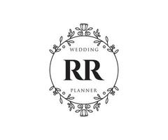 rr initialen brief hochzeitsmonogramm logos sammlung, handgezeichnete moderne minimalistische und florale vorlagen für einladungskarten, save the date, elegante identität für restaurant, boutique, café im vektor