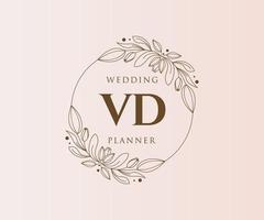 vd initialen brief hochzeitsmonogramm logos sammlung, handgezeichnete moderne minimalistische und florale vorlagen für einladungskarten, save the date, elegante identität für restaurant, boutique, café im vektor