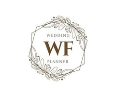 wf initialen brief hochzeitsmonogramm logos sammlung, handgezeichnete moderne minimalistische und florale vorlagen für einladungskarten, save the date, elegante identität für restaurant, boutique, café im vektor