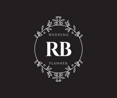 rb initialen brief hochzeitsmonogramm logos sammlung, handgezeichnete moderne minimalistische und florale vorlagen für einladungskarten, save the date, elegante identität für restaurant, boutique, café im vektor