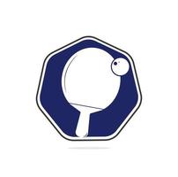 Tischtennisschläger mit Balllogo-Vektorillustration. Tischtennis-Retro-Logo oder Ping-Pong-Sportclub-Vintage-Etikettenvektor. vektor