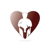 spartansk hjärta form begrepp logotyp. gammal årgång antikviteter spartansk krigare vektor design