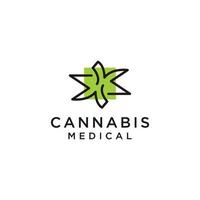 flacher Vektor der Cannabis-Logo-Icon-Design-Vorlage