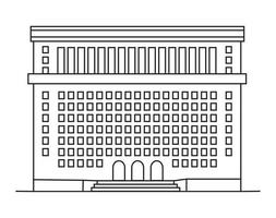 Universitätsgebäude, Bibliothekssymbol im Umrissstil. Hotel- oder Büroschild. illustration von schule, akademie, krankenhaus vor sicht. Fassade von College, Stadthaus, Metropole vektor