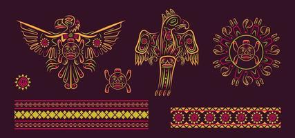 Latino-amerikanischer Poncho-Ornamentvektor für Grußkarte. papagei, kakadu, adler, tukanillustrationsstickerei. Nationaler Monat des hispanischen Erbes. vektor
