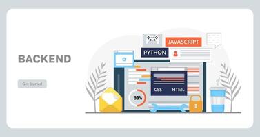 webb utvecklare arbetsplats begrepp vektor för landning sida. konstruktion av hemsida och skrivningar koda. programvara teknik i digital teknologi. programvara utveckling