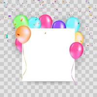 Illustration eines Banners mit Luftballons. party und feier oder feiertage vektorillustration. luftballons freies bord und konfetti-vektor-illustration. vektor