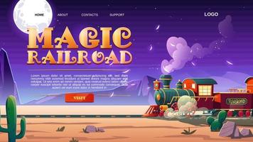 Magic Railroad Website mit Dampfzug in der Wüste vektor