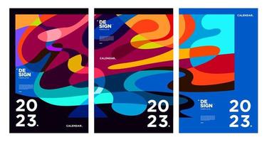 neujahr 2023 kalender design vorlage mit geometrischen bunten abstrakten. Vektor-Kalender-Design. vektor