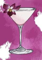 bunte vektorillustration des rosa margarita-cocktails im aquarellstil vektor