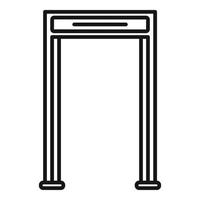 Metalldetektor-Symbol am Flughafentor, Umrissstil vektor