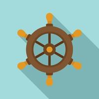 Navy Ship Wheel Icon, flacher Stil vektor