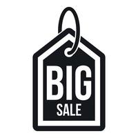 Big Sale-Tag-Symbol, einfacher Stil vektor