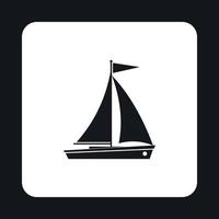 båt med segel ikon, enkel stil vektor