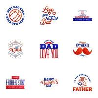 Happy Fathers Day Kalligrafie-Grußkarte 9 blaue und rote Typografie-Sammlung Vektor-Illustration editierbare Vektor-Design-Elemente vektor