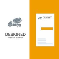 grauer Logo-Design und Visitenkartenvorlage für LKW-Zementbaufahrzeuge vektor