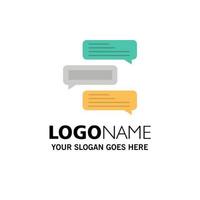 Chat-Blasen Kommentare Gespräche Gespräche Business-Logo-Vorlage flache Farbe vektor