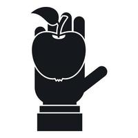 Apfel in der Hand-Symbol, einfachen Stil vektor
