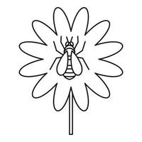 Biene auf Blumensymbol, Umrissstil vektor