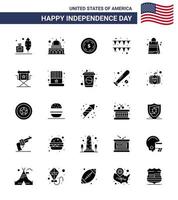 uppsättning av 25 USA dag ikoner amerikan symboler oberoende dag tecken för amerikan handväska amerikan väska krans redigerbar USA dag vektor design element