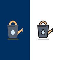 Bad Badezimmer Dusche Wasser Symbole flach und Linie gefüllt Symbolsatz Vektor blauen Hintergrund