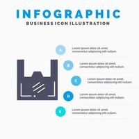 väska ekologi plast shopper mataffär fast ikon infographics 5 steg presentation bakgrund vektor
