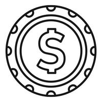 Dollar-Chip-Symbol Umrissvektor. Casino-Pokerspiel vektor