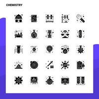 25 Chemie-Icon-Set solide Glyphen-Icon-Vektor-Illustrationsvorlage für Web- und mobile Ideen für Unternehmen vektor