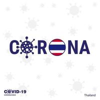 thailand coronavirus typografie covid19 country banner bleib zu hause bleib gesund kümmere dich um deine eigene gesundheit vektor