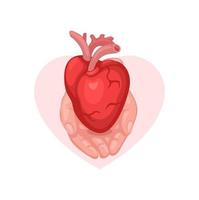 värld organ donation dag. hjärta transplantation symbol tecknad serie illustration vektor