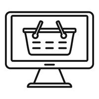 Online-Shop-Korb-Symbol, Umrissstil vektor